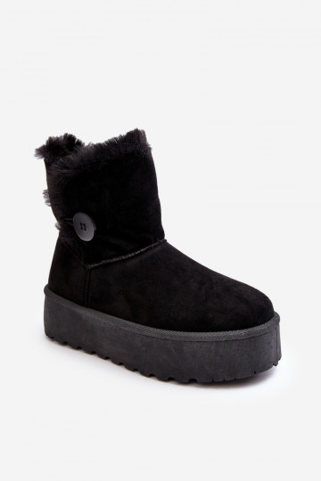 Femenino Botas de nieve con una plataforma con un abrigo de piel de color negro ENikasem