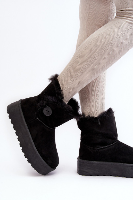 Femenino Botas de nieve con una plataforma con un abrigo de piel de color negro ENikasem