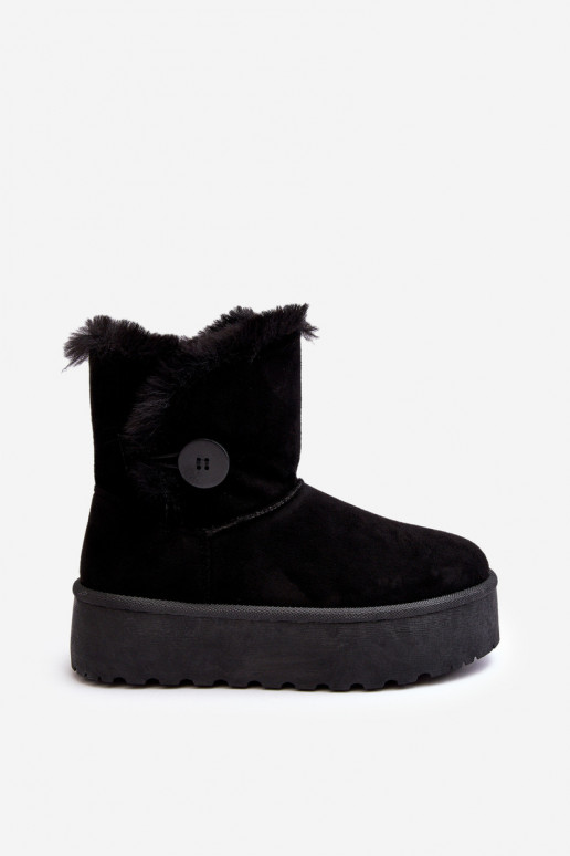 Femenino Botas de nieve con una plataforma con un abrigo de piel de color negro ENikasem
