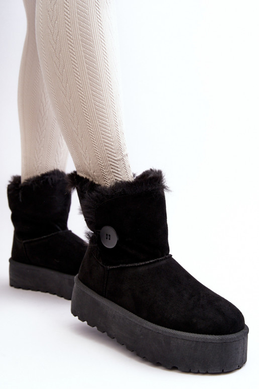 Femenino Botas de nieve con una plataforma con un abrigo de piel de color negro ENikasem