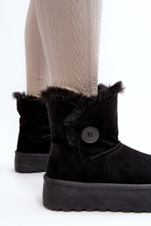 Femenino Botas de nieve con una plataforma con un abrigo de piel de color negro ENikasem