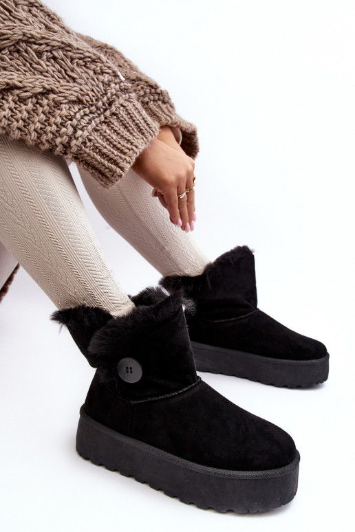 Femenino Botas de nieve con una plataforma con un abrigo de piel de color negro ENikasem