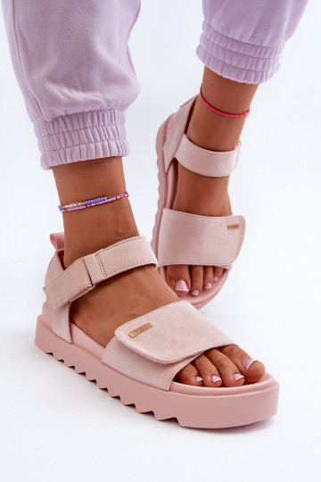 Femenino Sandalias de ante con una plataforma Big Star NN274701 color rosa