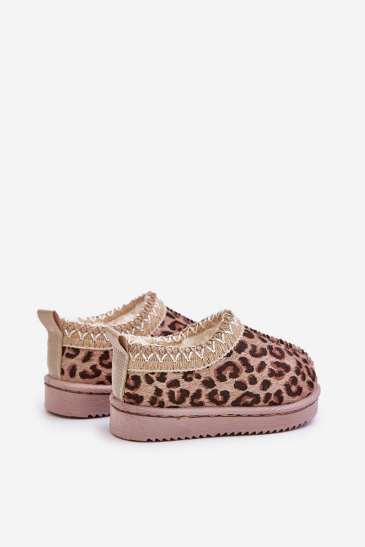 Botas de nieve Botas Infantil con estampados de piel de leopardo con una plataforma calentamiento con pelo dentro color marrón V