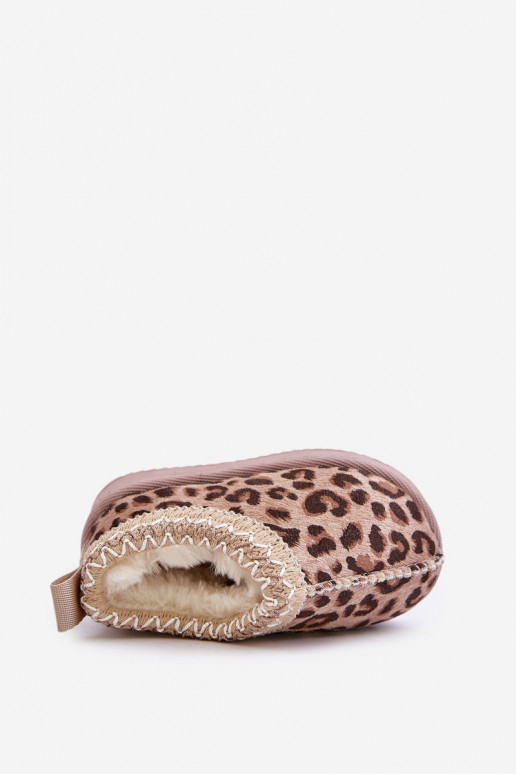 Botas de nieve Botas Infantil con estampados de piel de leopardo con una plataforma calentamiento con pelo dentro color marrón V