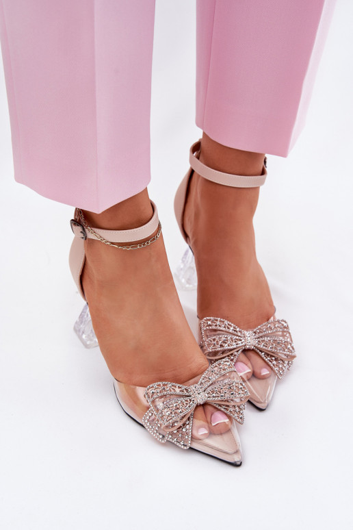 Estilo elegante Zapatos con cintas Vinceza 62212 beige