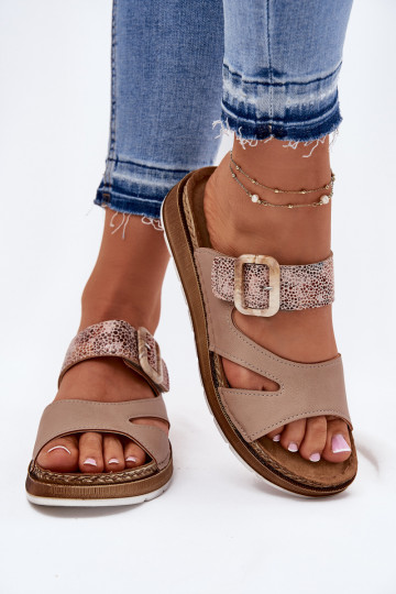  zapatillas de mujer con hebillas Inblu GS000055 beige