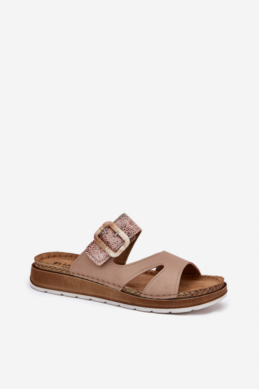  zapatillas de mujer con hebillas Inblu GS000055 beige