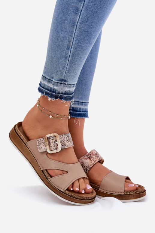  zapatillas de mujer con hebillas Inblu GS000055 beige