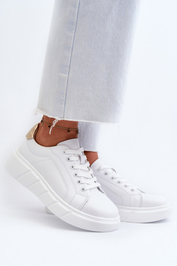 Zapatos de cuero de estilo deportivo para mujer con plataforma color blanco Danida