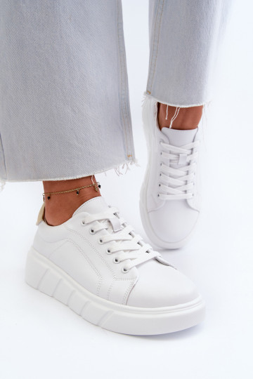 Zapatos de cuero de estilo deportivo para mujer con plataforma color blanco Danida 2
