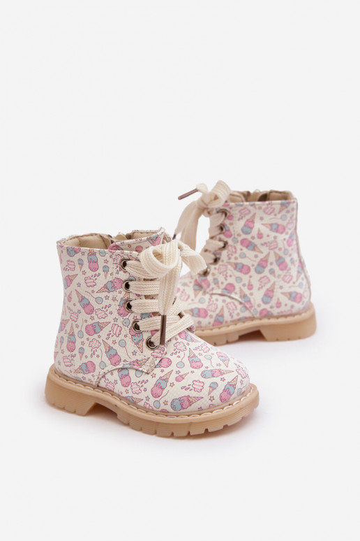 calentamiento Botas Infantil con cremalleras beige Dolida