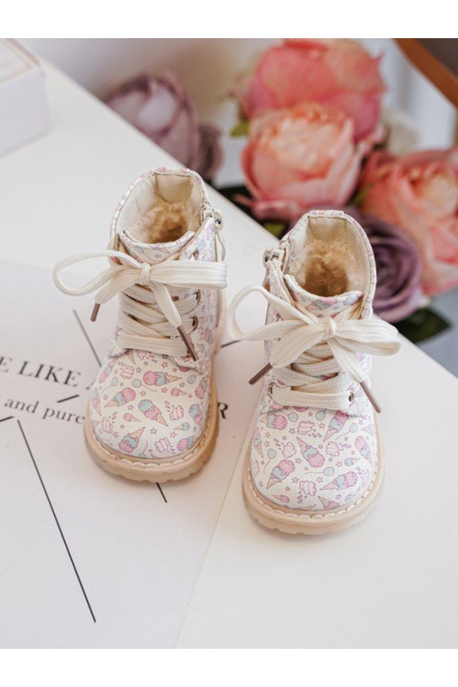 calentamiento Botas Infantil con cremalleras beige Dolida