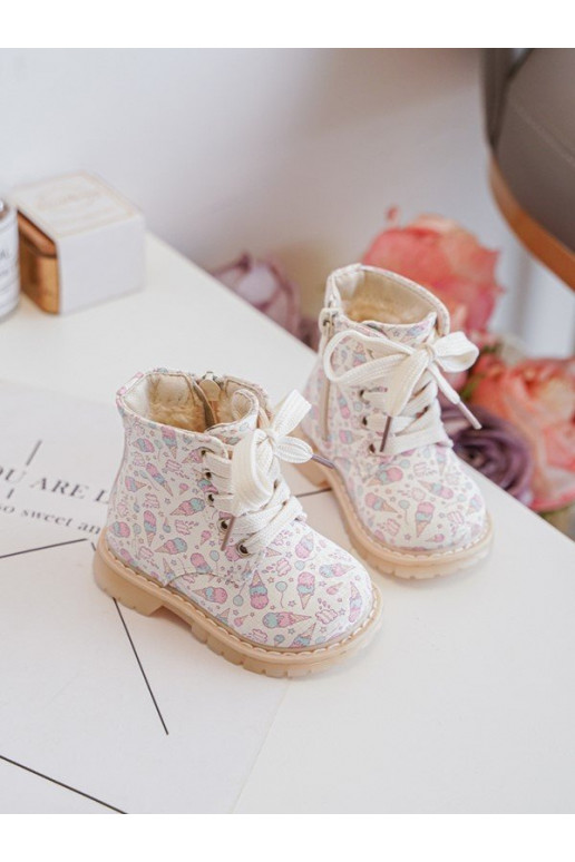 calentamiento Botas Infantil con cremalleras beige Dolida