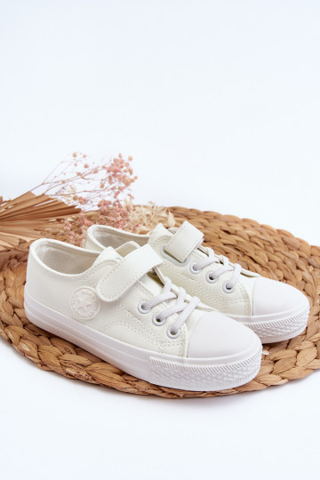 Piel Zapatos de ocio para niños. con sujetadores adhesivos el color blanco Delmara 2