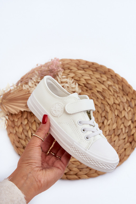 Piel Zapatos de ocio para niños. con sujetadores adhesivos el color blanco Delmara