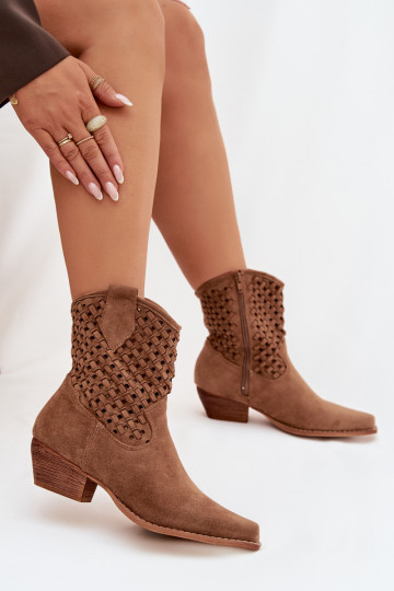 Botines calados de mujer con tacones color marrón Ferissa 2