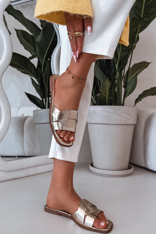 Zapatillas apartamento de mujeres con rayas color dorado Tiene querissae