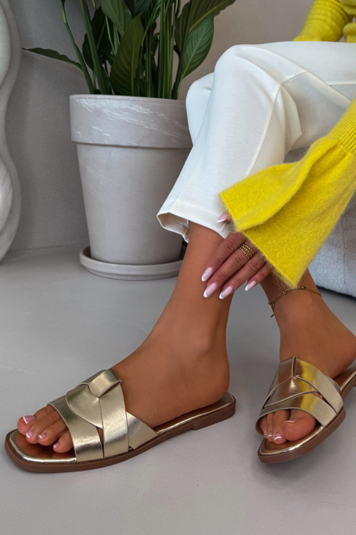 Zapatillas apartamento de mujeres con rayas color dorado Tiene querissae