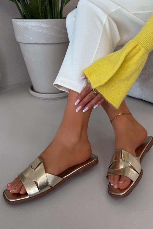 Zapatillas apartamento de mujeres con rayas color dorado Tiene querissae