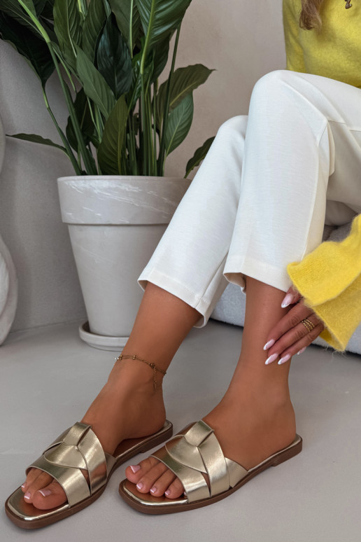 Zapatillas apartamento de mujeres con rayas color dorado Tiene querissae