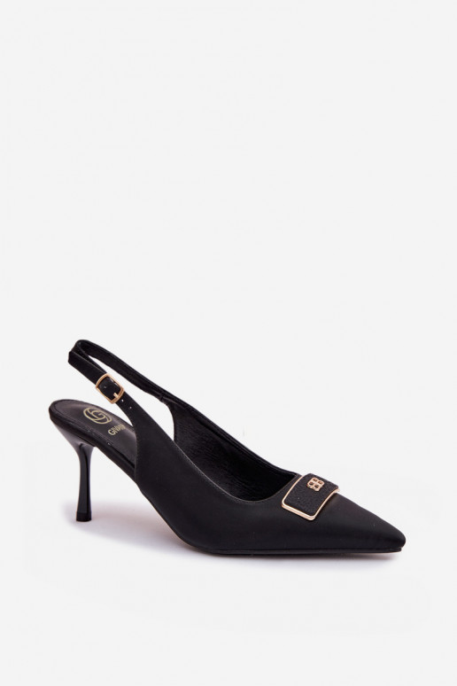 sandalias de tacón alto Femenino Con decoraciones Detalem de color negro Lurella