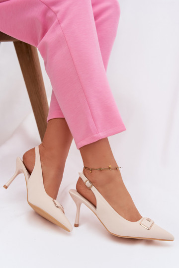 sandalias de tacón alto Femenino Con decoraciones Detalem color marfil Lurella