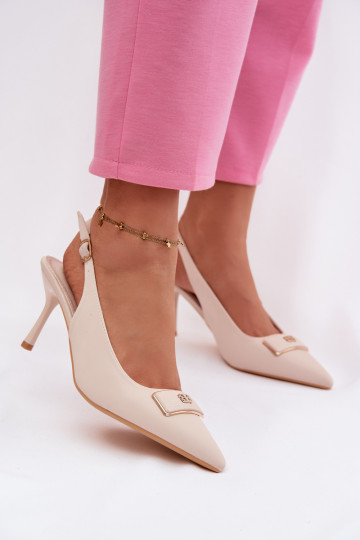 sandalias de tacón alto Femenino Con decoraciones Detalem color marfil Lurella 2