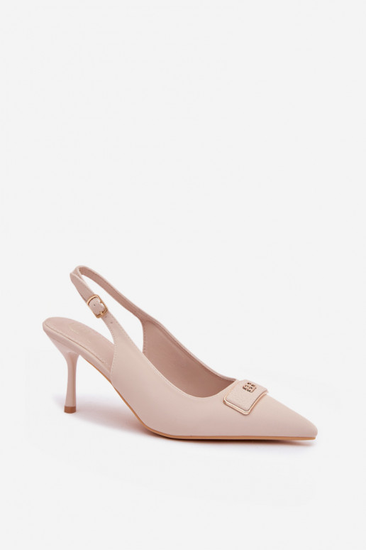 sandalias de tacón alto Femenino Con decoraciones Detalem color marfil Lurella