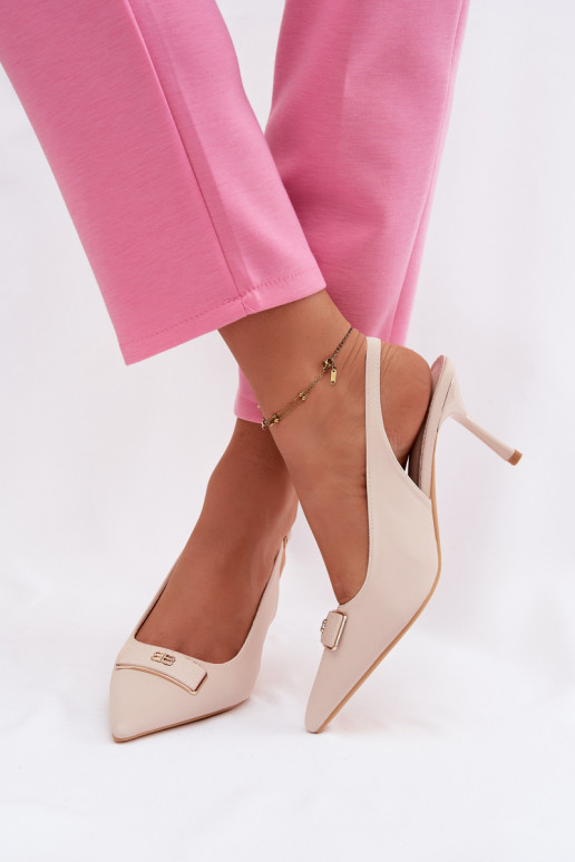 sandalias de tacón alto Femenino Con decoraciones Detalem color marfil Lurella