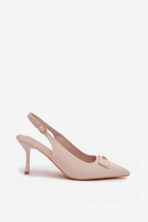 sandalias de tacón alto Femenino Con decoraciones Detalem color marfil Lurella