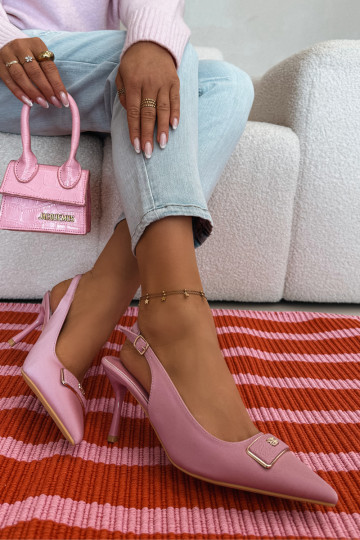 sandalias de tacón alto Femenino Con decoraciones Detalem color rosa Lurella