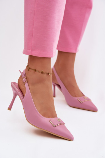 Sandalias de mujer de tacón con detalles elegantes color rosa Lurella 2