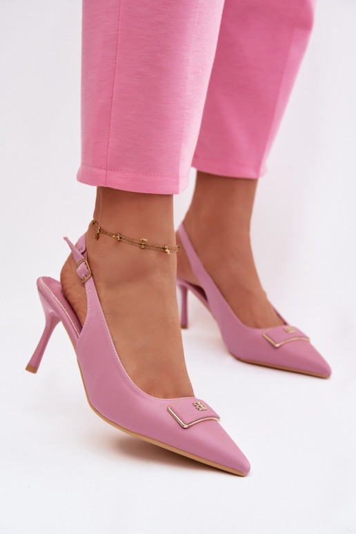 sandalias de tacón alto Femenino Con decoraciones Detalem color rosa Lurella