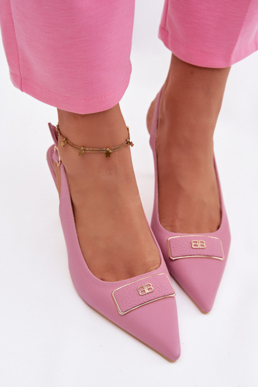 sandalias de tacón alto Femenino Con decoraciones Detalem color rosa Lurella