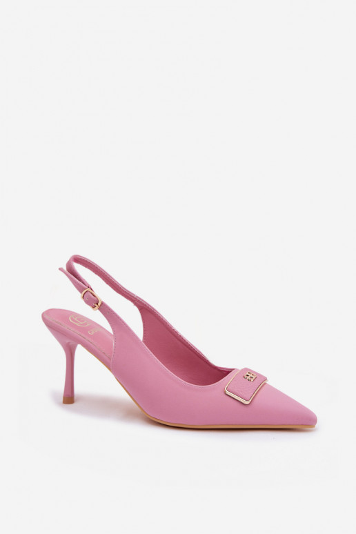 sandalias de tacón alto Femenino Con decoraciones Detalem color rosa Lurella