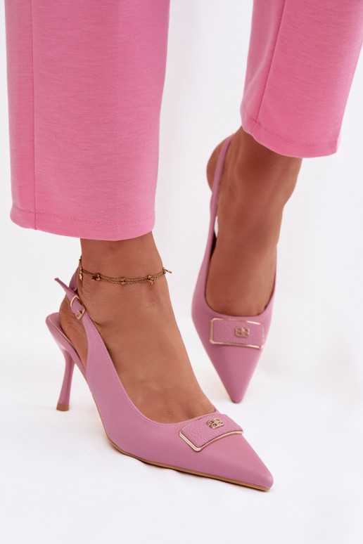 sandalias de tacón alto Femenino Con decoraciones Detalem color rosa Lurella