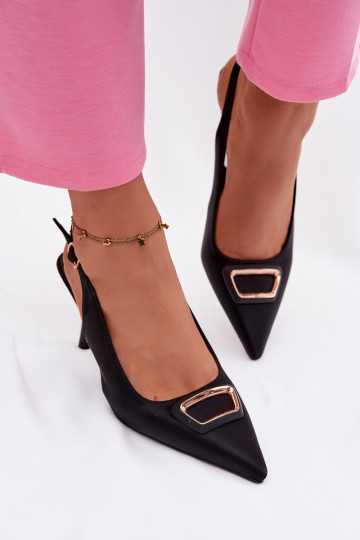 Sandalias de mujer de tacón decoradas color negro Palerine