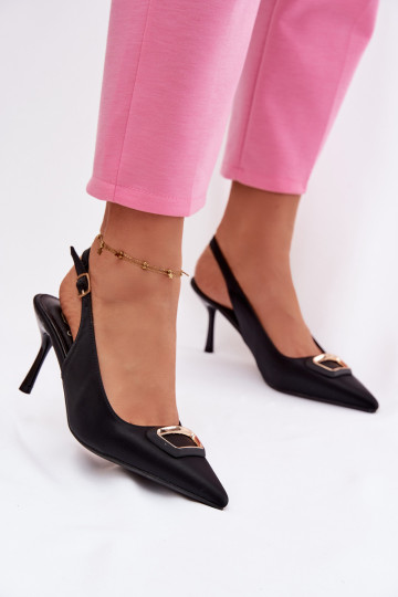 sandalias de tacón alto Femenino para decorar de color negro Palerine 2