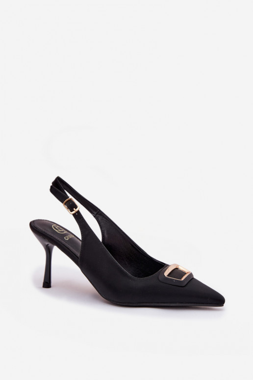 sandalias de tacón alto Femenino para decorar de color negro Palerine