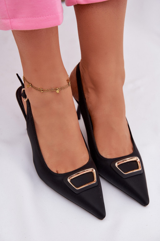 sandalias de tacón alto Femenino para decorar de color negro Palerine