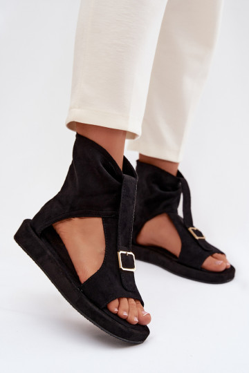 Sandalias de mujer con una bota de color negro Coralya