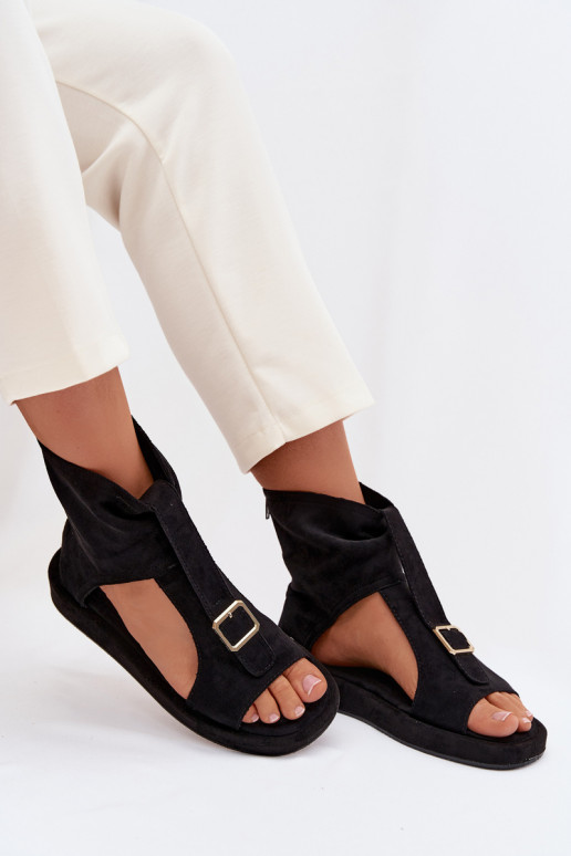 Sandalias de mujer con una bota de color negro Coralya