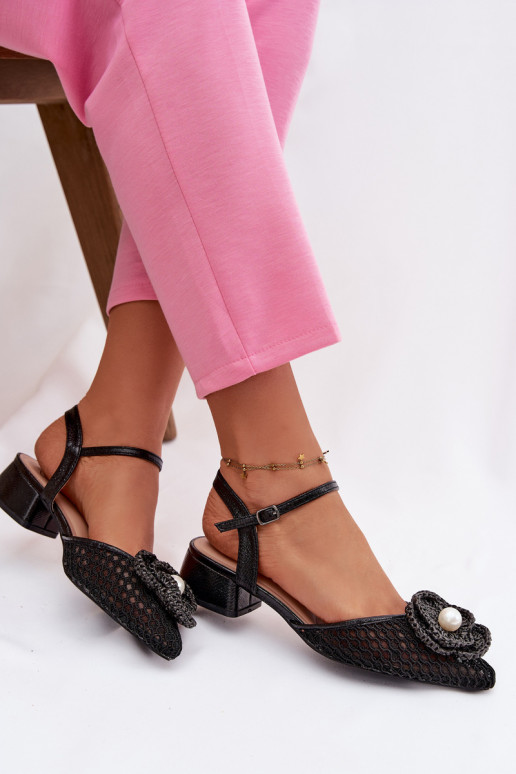 Sandalias de mujer reloj Con decoraciones Detalem de color negro Vionessa