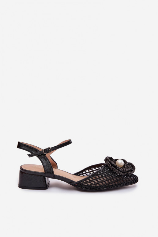 Sandalias de mujer reloj Con decoraciones Detalem de color negro Vionessa