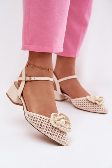 Sandalias de mujer reloj Con decoraciones Detalem color marfil Vionessa 2