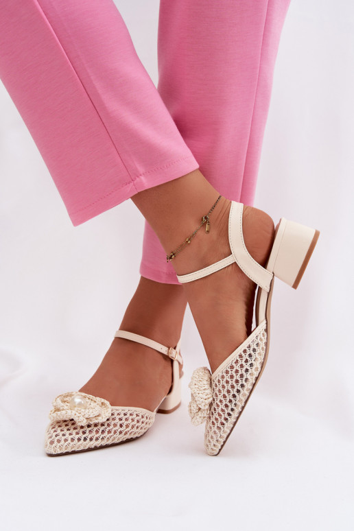 Sandalias de mujer reloj Con decoraciones Detalem color marfil Vionessa