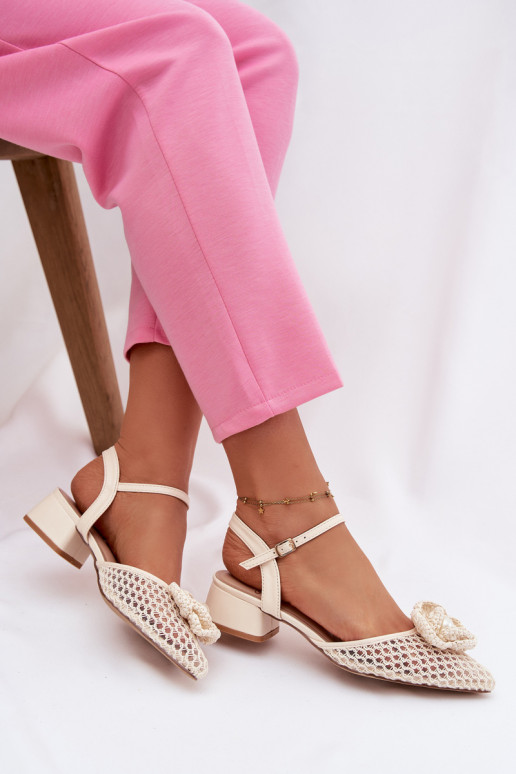 Sandalias de mujer reloj Con decoraciones Detalem color marfil Vionessa