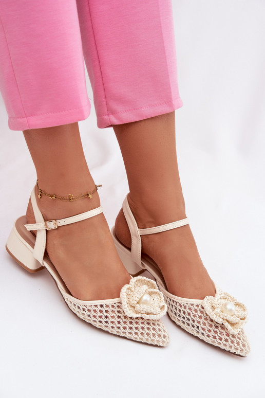 Sandalias de mujer reloj Con decoraciones Detalem color marfil Vionessa