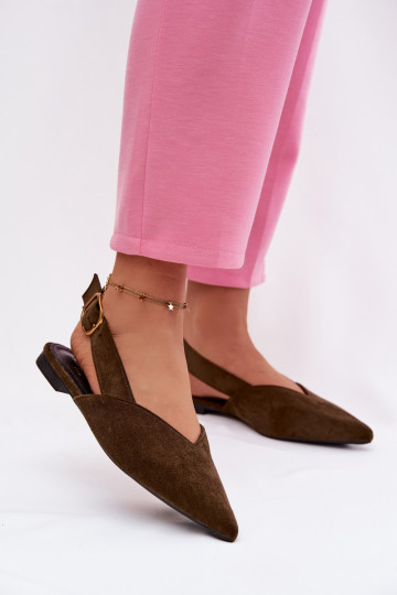 bailarinas con hebillas doradas de gamuza ecológicaoAe color verde Palerra